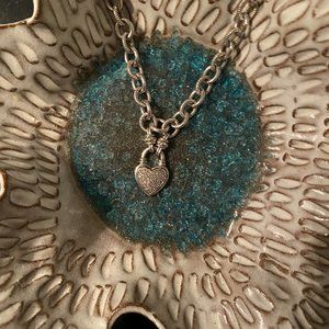 Brighton Silver Studded Heart Necklace with Lobster Claw Closure